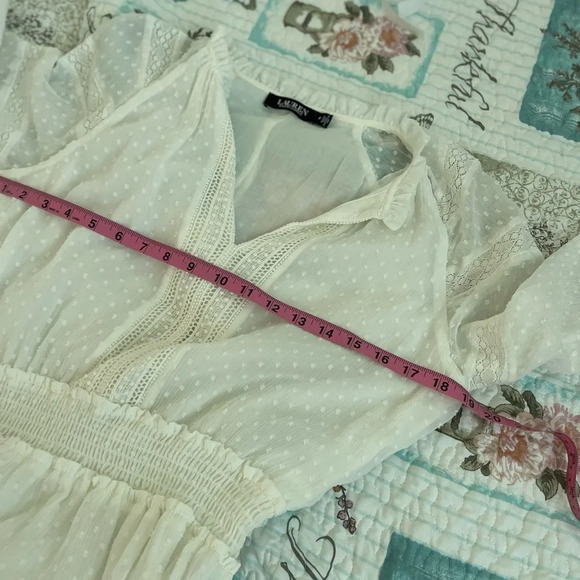 Lauren Ralph Lauren Black Label White Cottagecore Swiss Dot Midi Dress - Picture 8 of 11